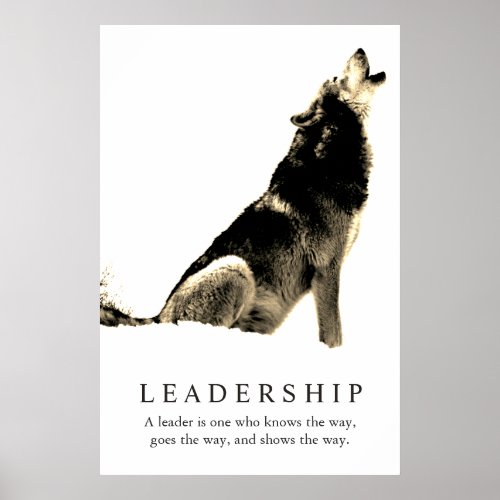 Sepia White Inspirational Leadership Wolf Poster