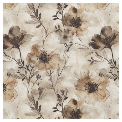 Sepia Wildflowers Fabric