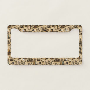 Sepia Witchcraft Alchemy Books Potion Vintage License Plate Frame