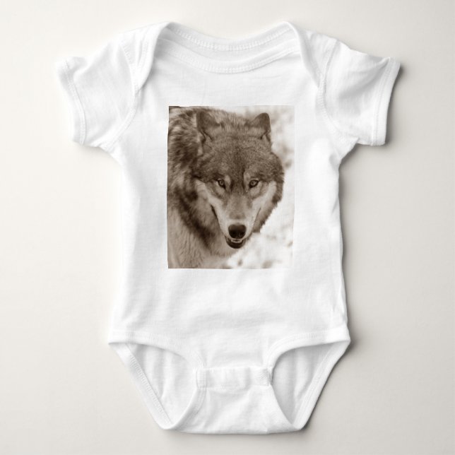 Sepia Wolf Baby Bodysuit (Front)
