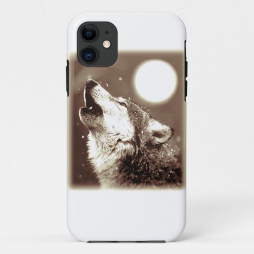 Sepia Wolf  Moon iPhone 11 Case