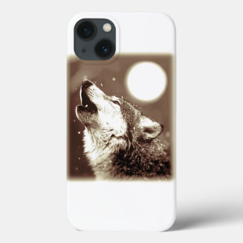 Sepia Wolf  Moon iPhone 13 Case