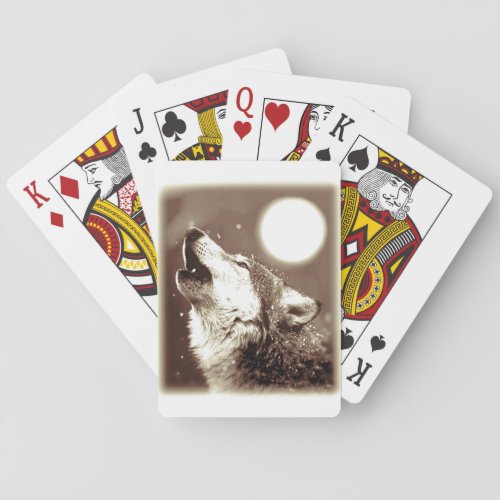 Sepia Wolf  Moon Poker Cards