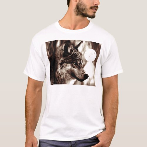 Sepia Wolf  Moon T_Shirt