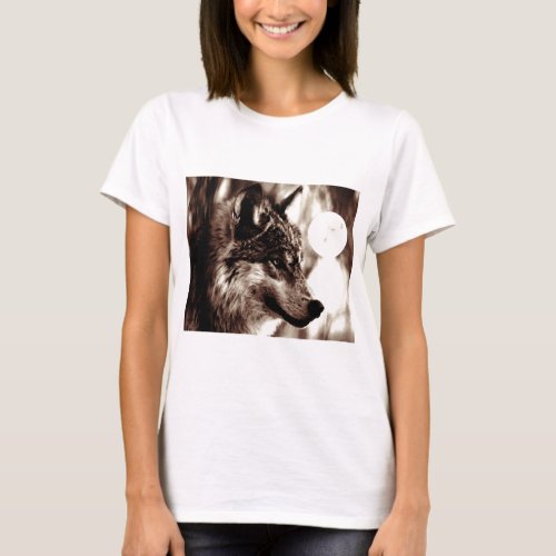 Sepia Wolf  Moon T_Shirt
