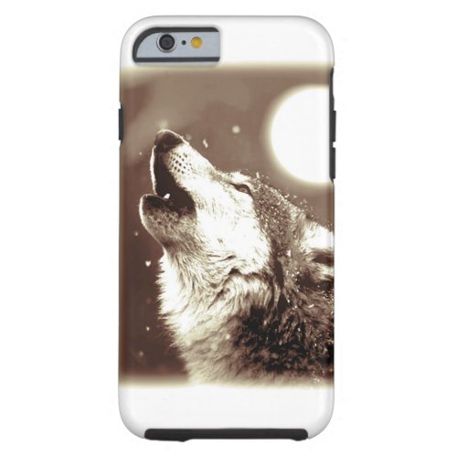 Sepia Wolf  Moon Tough iPhone 6 Case