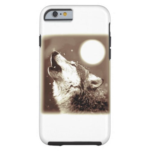 Sepia Wolf  Moon Tough iPhone 6 Case