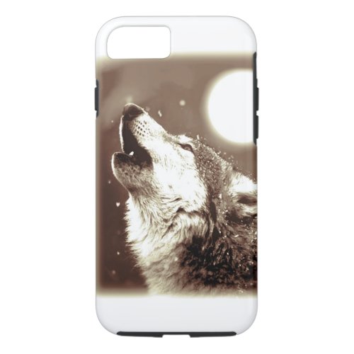 Sepia Wolf  Moon Tough iPhone 7 Case