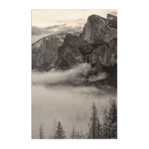 Sepia Yosemite Mountain Landscape with Fog Acrylic Print