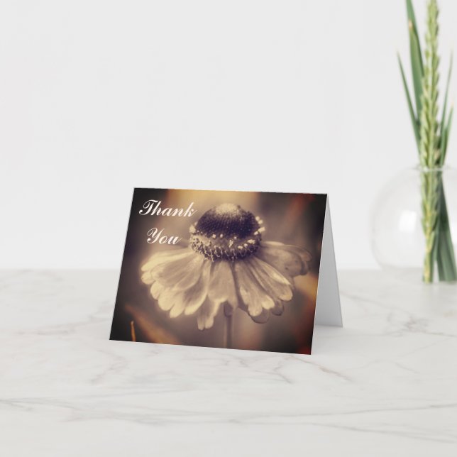 Sepia Zinnia Flower Customizable Thank You Card (Front)