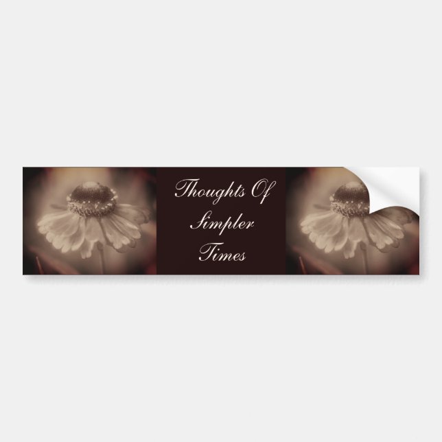 Sepia Zinnia Flower Simpler Times  Bumper Sticker (Front)