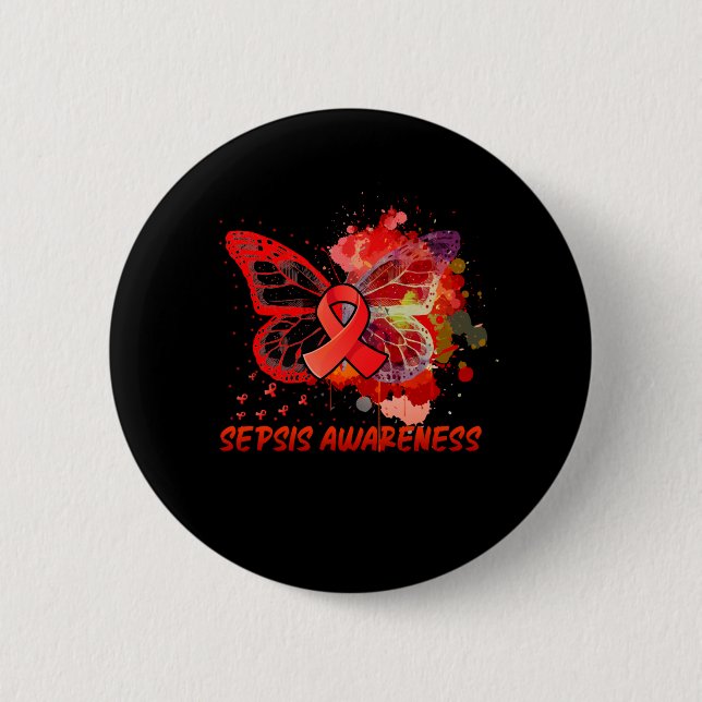 Sepsis Awareness Butterfly Button (Front)