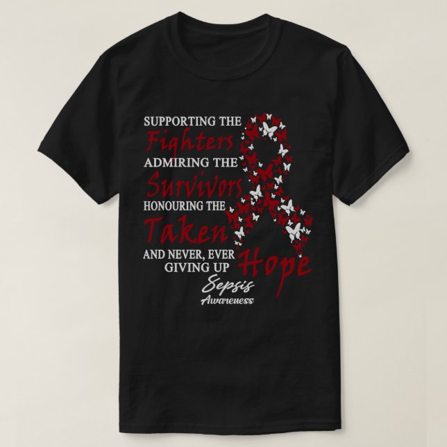 Sepsis Awareness Supporting The Fighters Butterfly T-Shirt (Design Front)