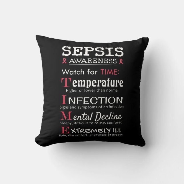 Sepsis Awareness Watch for TIME Guide Throw Pillow (Front)