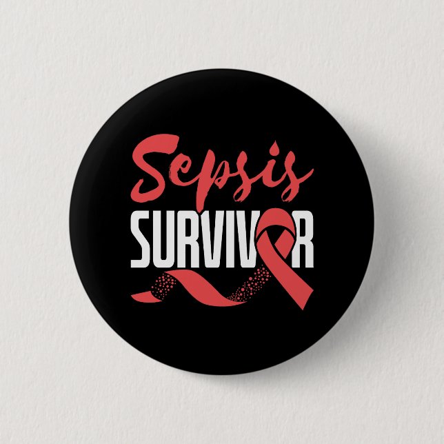 Sepsis Survivor Warrior Fighter Awareness Month Button (Front)