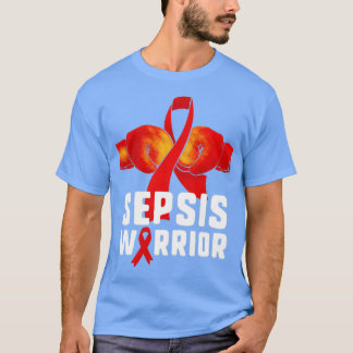 Sepsis Warrior Red Ribbon Boxing Gloves Awareness T-Shirt