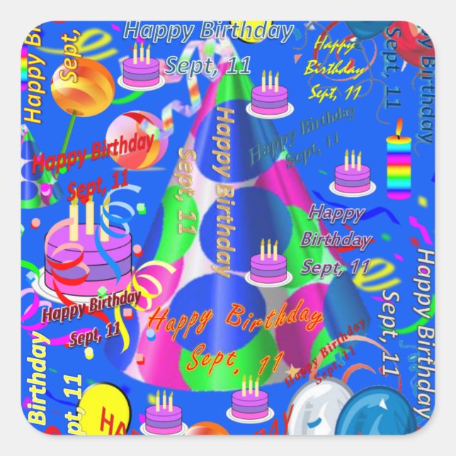 Sept, 11 Kids Birthday Stickers (Front)