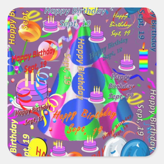 Sept, 19 Kids Birthday Stickers (Front)