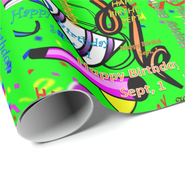 sept, 1 kids birthday wrapping paper (Roll Corner)