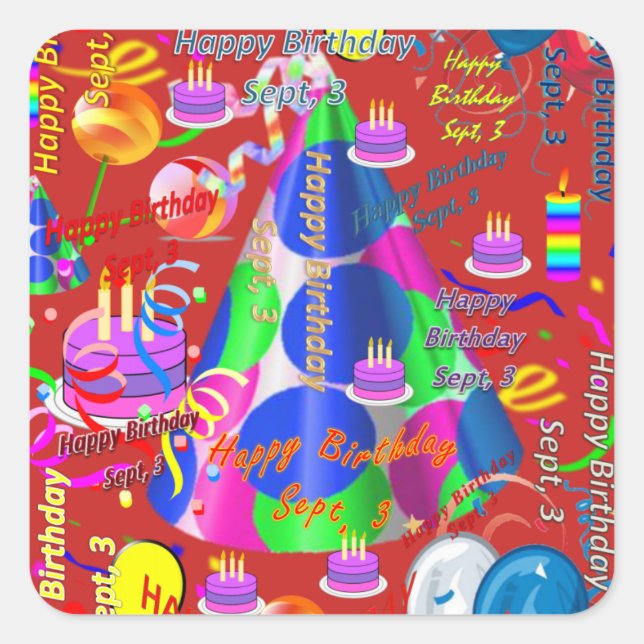 Sept, 3 Kids Birthday Stickers (Front)