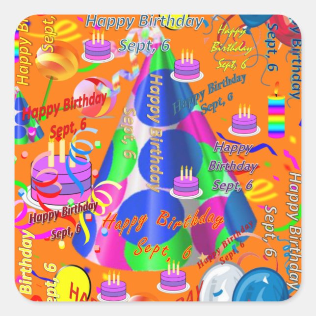 Sept, 6 Kids Birthday Stickers (Front)