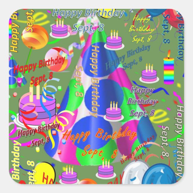 Sept, 8 Kids Birthday Stickers (Front)