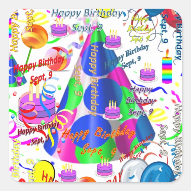 Sept, 9 Kids Birthday Stickers (Front)
