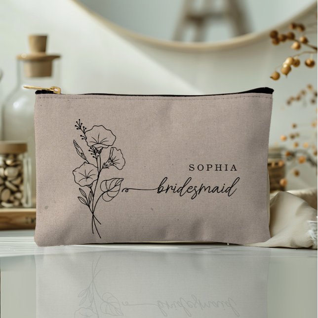 Sept Birth Month Flower Personalized Bridesmaid Accessory Pouch (Creator Uploaded)