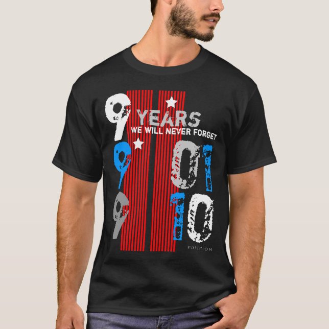 September 11 Memory In 9 Years Black T-Shirt (Front)