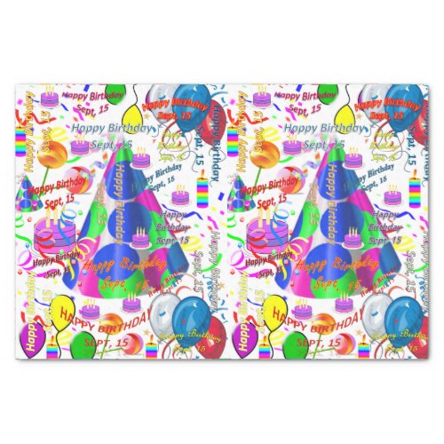 September 15 Birthday Tissue Paper