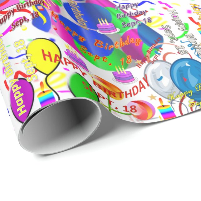 September, 18 Birthday Gift Wrapping Paper (Roll Corner)