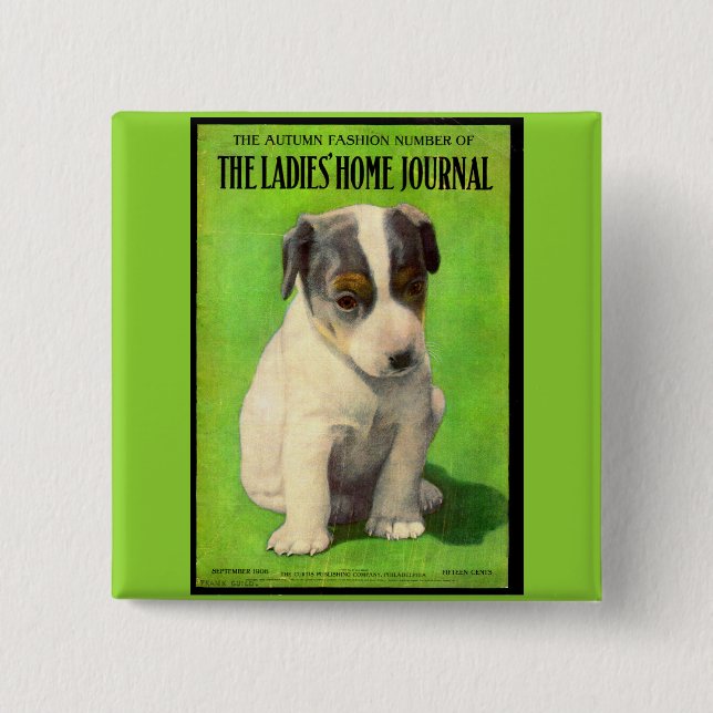 September 1906 Ladies Home Journal cover puppy Button (Front)