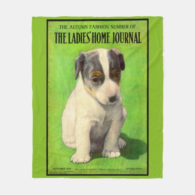 September 1906 Ladies Home Journal cover puppy Fleece Blanket (Front)