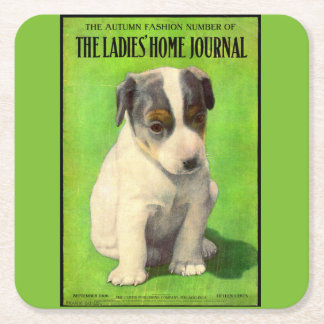 September 1906 Ladies Home Journal cover puppy Square Paper Coaster
