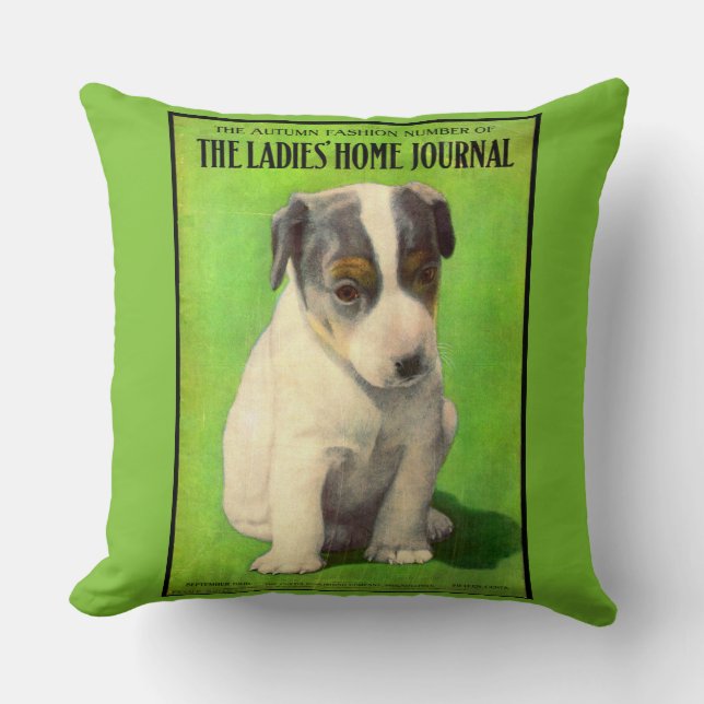 September 1906 Ladies Home Journal cover puppy Throw Pillow (Front)