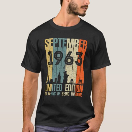 September 1963 60 Birthday 60 Year Old 1963 Birthd T_Shirt