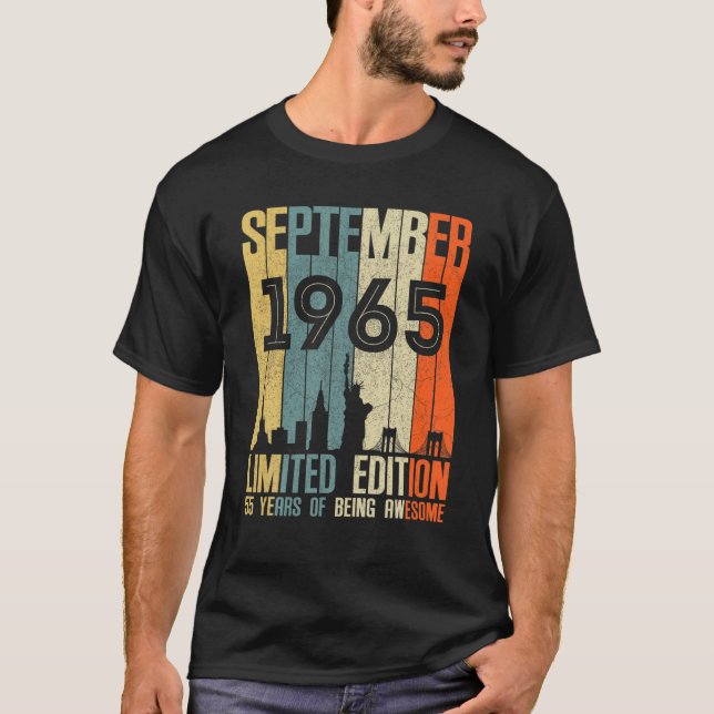 September 1965 T 55 Year Old 1965 Birthday Gift T-Shirt (Front)