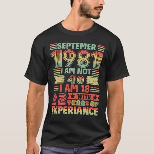 September 1981 Im not 40 Im 18 With 22 Years T_Shirt