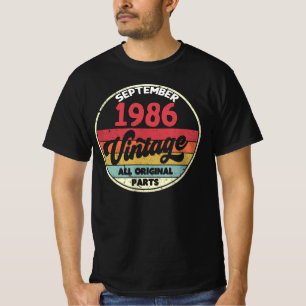 September 1986 Vintage All Original Birthday Gift T-Shirt