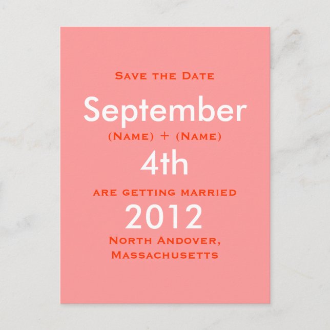 September, 2011, 4th, Save the Date, Katie   Ro... Announcement Postcard (Front)