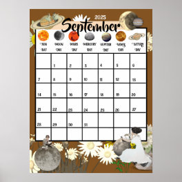 September 2025 Monthly Calendar Astrological Poster