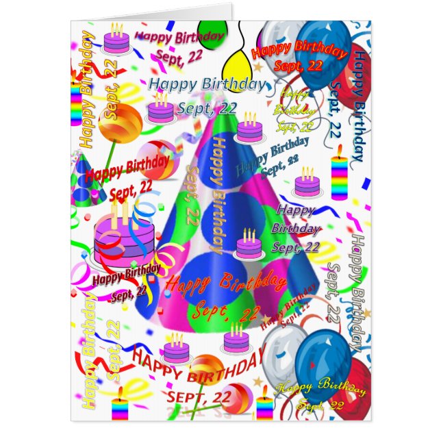 September, 22 Birthday Card, Large Birthday Card (Front)