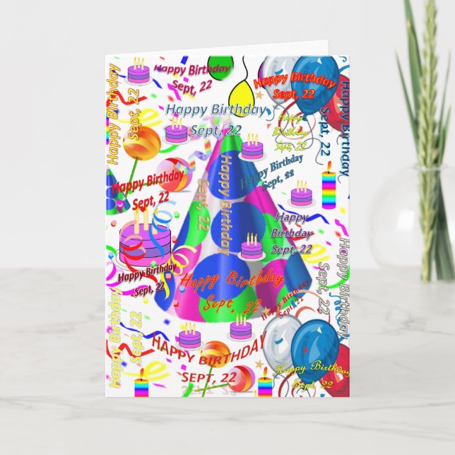September, 22 Birthday Greeting Card Folded (Front)