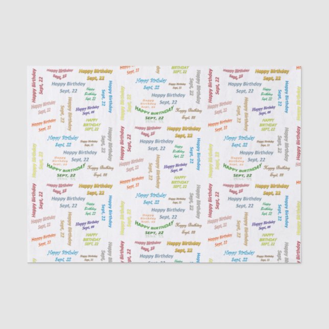 September, 22 Birthday Tissue Paper (Front)