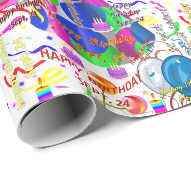 September, 24 Birthday Gift Wrapping Paper (Roll Corner)