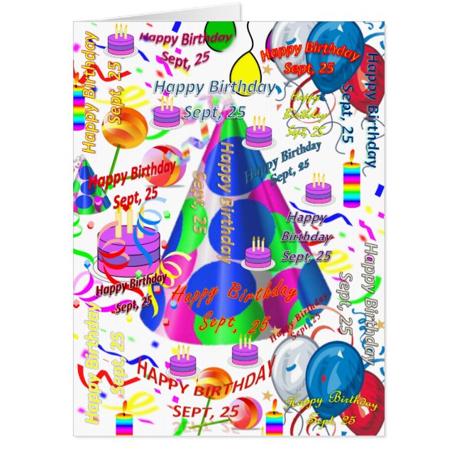 September, 25 Birthday Card, Large Birthday Card (Front)