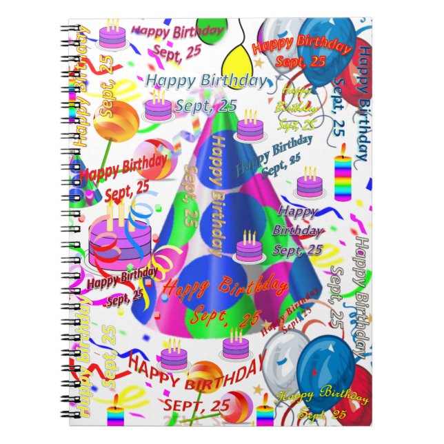 September, 25 Birthday Notebook Sept, (Front)