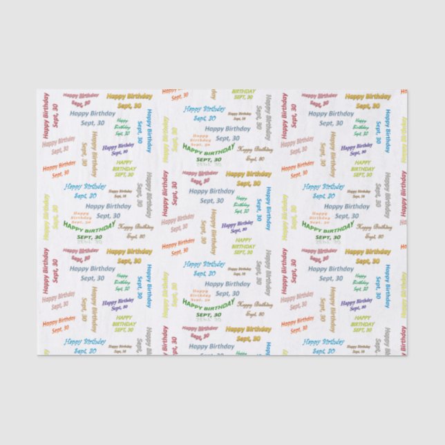 September, 30 Birthday Tissue Paper (Front)