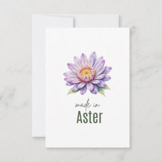 September Aster Birth Flower Flat Thank You Card