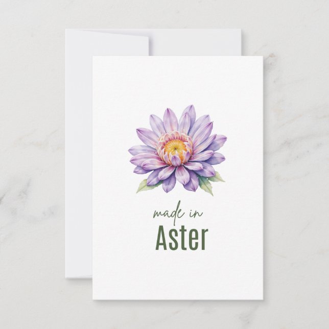 September Aster  Birth Flower Flat Thank You Card (Front)